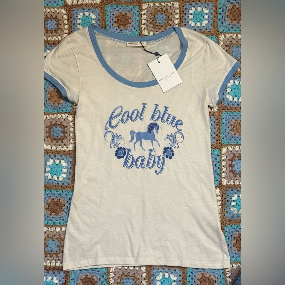NWT Spell & the Gypsy Cool Blue Baby Tee XS